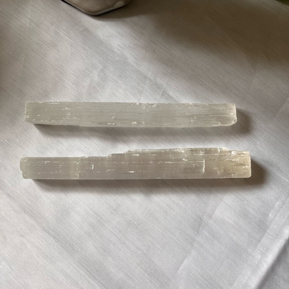 White Selenite Crystal Sticks - 2 piece Set